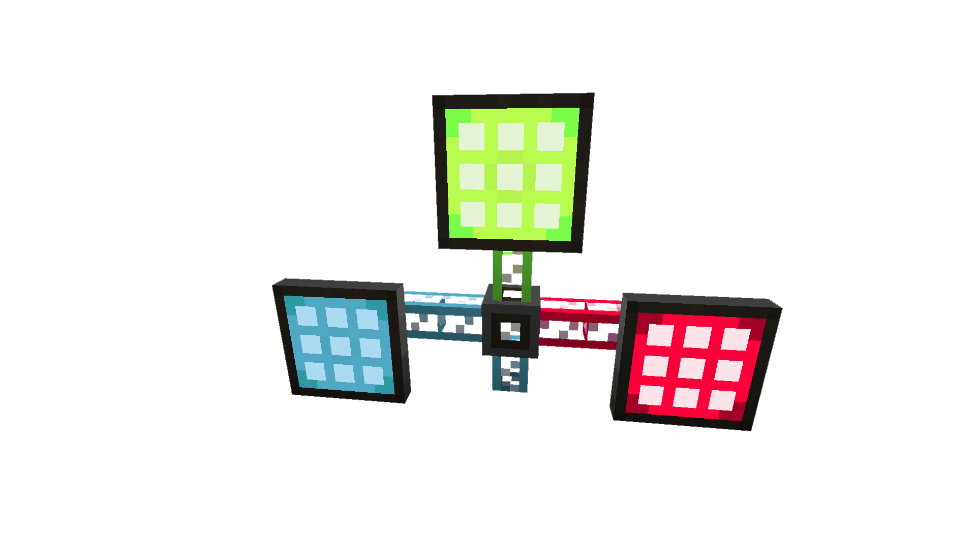 A picture of 3 crafting terminals.